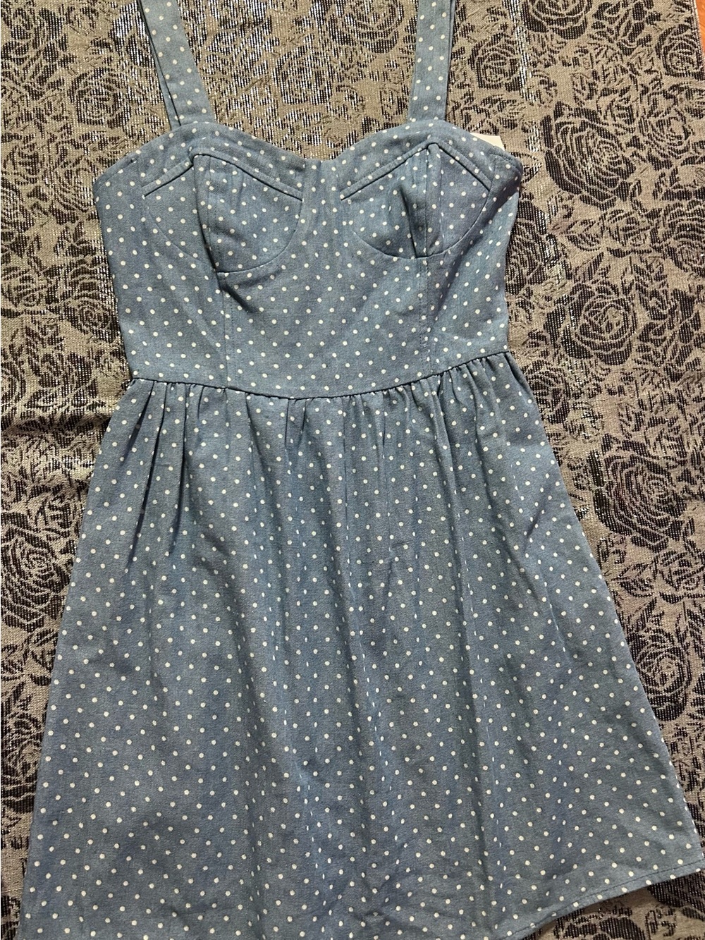 one clothing Blue Polka Dot Sweetheart Mini Dress